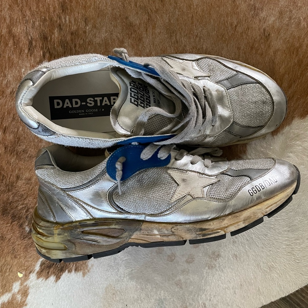 Golden Goose Silver and Blue Men's Sneakers